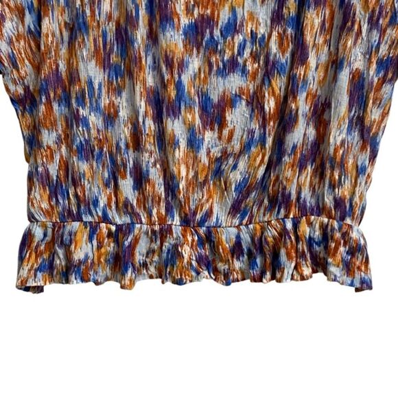 Guess Women's Cold Shoulder Top Size S Ruffle Elastic Waist Tie Neck Y2K Artsy - Picture 11 of 14